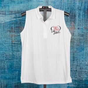 Chase Authentics NASCAR #3 Dale Earnhardt Women's Sleeveless Polo Shirt SZ LARGE